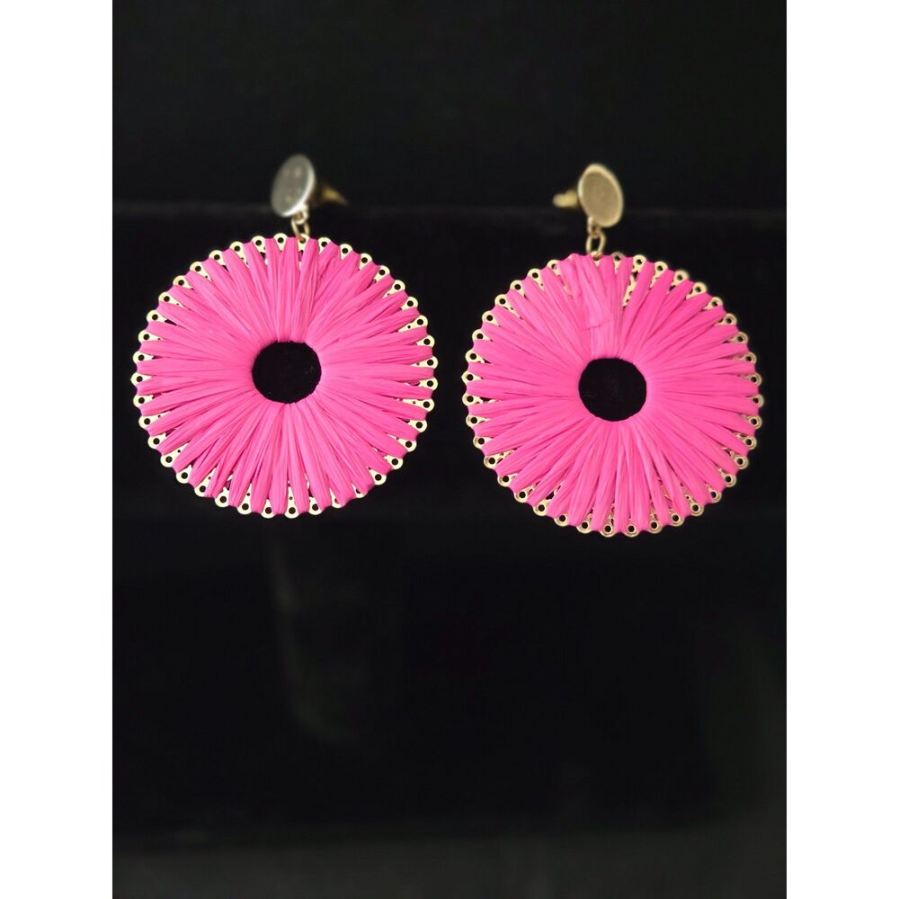Hot Pink Raffia Drop Earrings from Shein